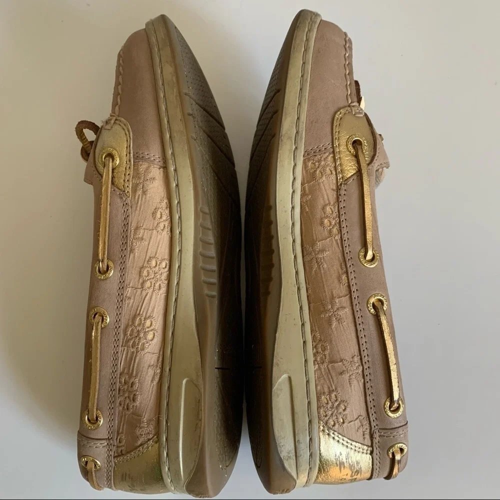 Sperry Top Sider Linen Gold Eyelet Shoes
